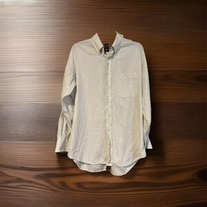 T Harris London Long Sleeve Button Down White Checkered Shirt Size 16 - 32/33